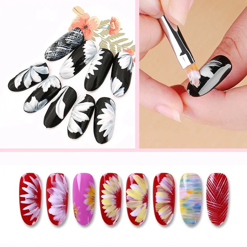 Nuevo 8 unids/set pinceles cortos para uñas, bolígrafo para pintar, dibujo de pétalos rosas, bolígrafo punteado para diseño de uñas, herramientas de manicura de esmalte de Gel acrílico - imagen 4