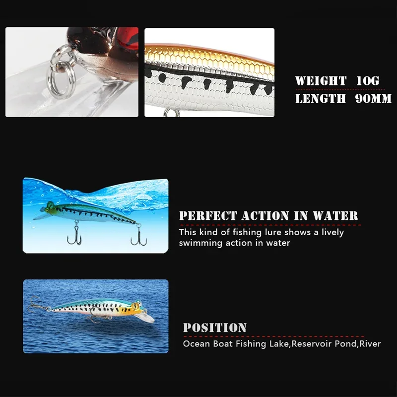 1 Pc High Quality Minnow Hard Fishing Lures 11cm 11g Mirror Lure Rattling Bait Crankbait Wobbler Fishing Tackle Leurre for Pike - imagen 5