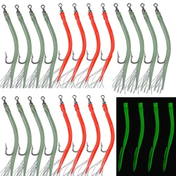24 Uds. Anzuelos de tubo de señuelo de lubina a rayas, pelacables de acero inoxidable, anzuelo compensado de Anguila, curricán costero, bacalao, pesca en agua salada
