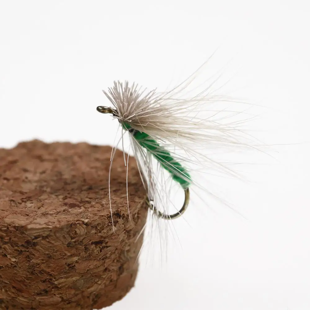 Wifreo 10PCS 10 #   Cuerpo verde pelo de alce Caddis moscas de pesca con mosca cebos de insectos artificiales trucha Panfish perca cebos de señuelo de pesca - imagen 3