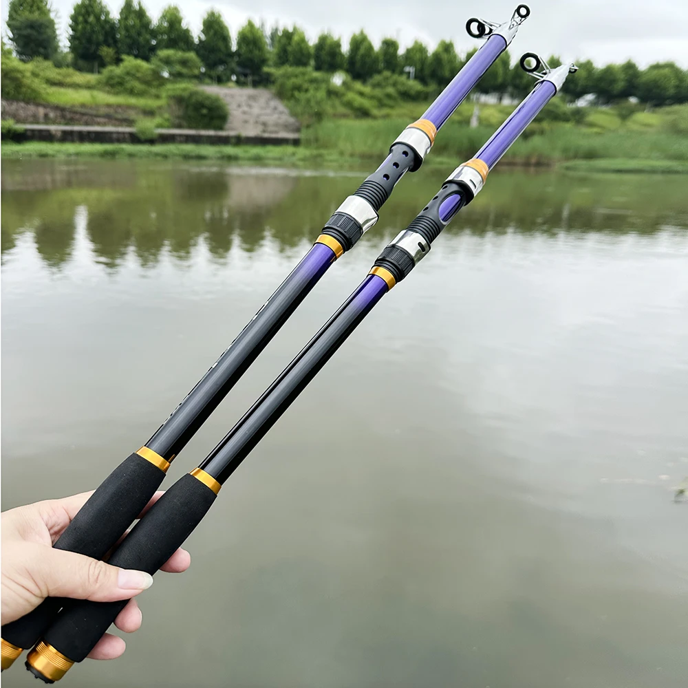 Caña de pescar de mar portátil telescópica de alta resistencia, caña de surf de viaje de carbono duro de potencia media con mango de EVA 2,1/2,4/2,7/3/3,6 M - imagen 5