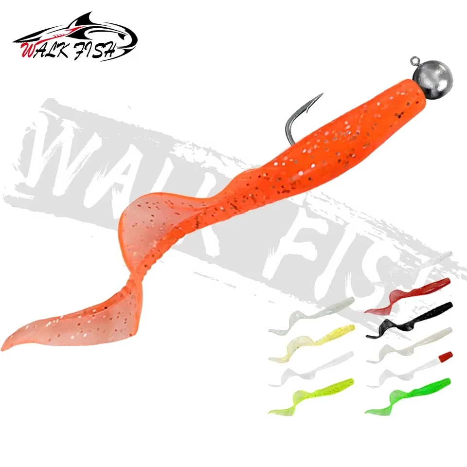 WALK FISH 10 Uds 6cm/8cm 2g/4g señuelo de pescado suave cebo gusanos señuelos de silicona artificiales Lucio señuelos de peces trucha de lubina de agua dulce - imagen 4