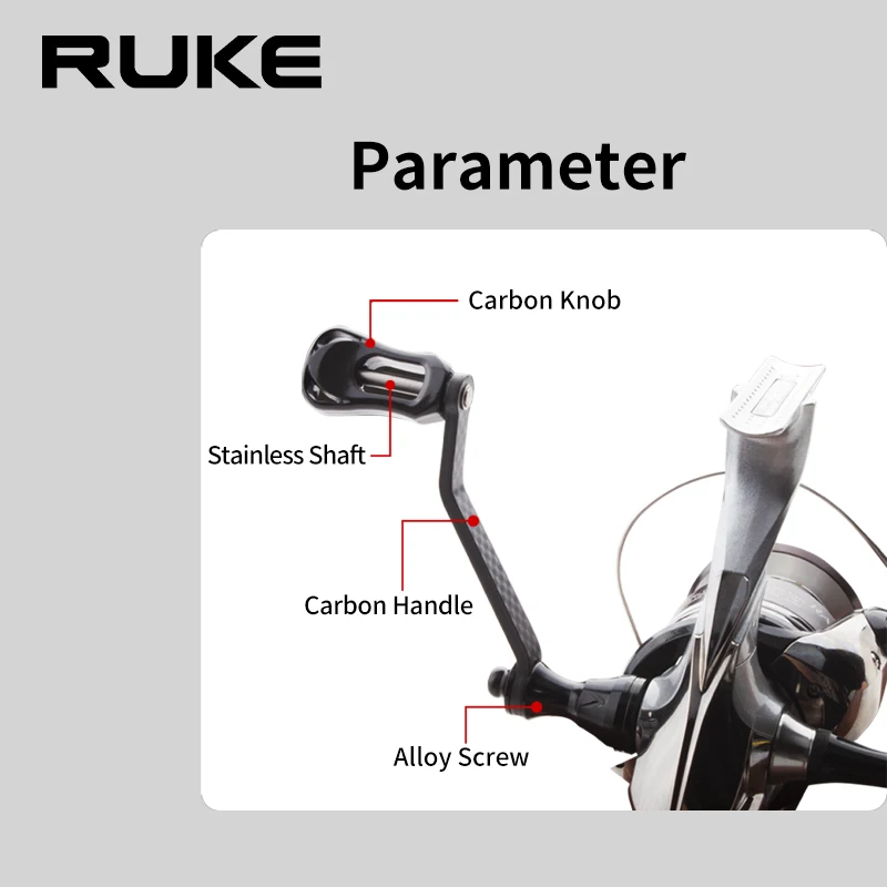 Carrete de pesca Ruke, 1 unidad, mango único con perilla de carbono y balancín para carrete giratorio de pesca tipo Shi/D, accesorio DIY, peso ligero - imagen 2