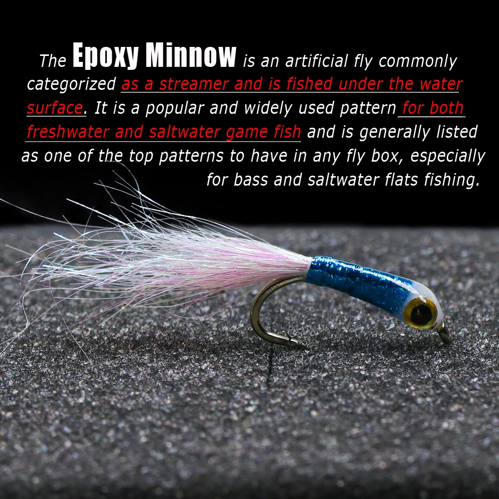 Wifreo-Serpentinas de pececillos epoxi 3D, 4 piezas, cebos de pesca de agua dulce, mar, trucha, lubina, señuelo #8 #10 #12 - imagen 5