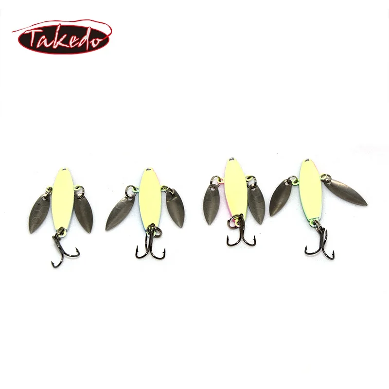 TAKEDO SP05 señuelo de pesca en hielo de invierno con cuchara giratoria luminiscencia Wobbers señuelo de Jigging de Metal para carpa perca de lubina - imagen 3