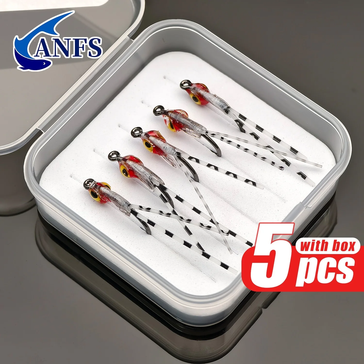 ANFS 5 señuelos para moscas de peces con cebo de trucha, diseño realista mezclado para pesca en agua dulce y salada - imagen 3