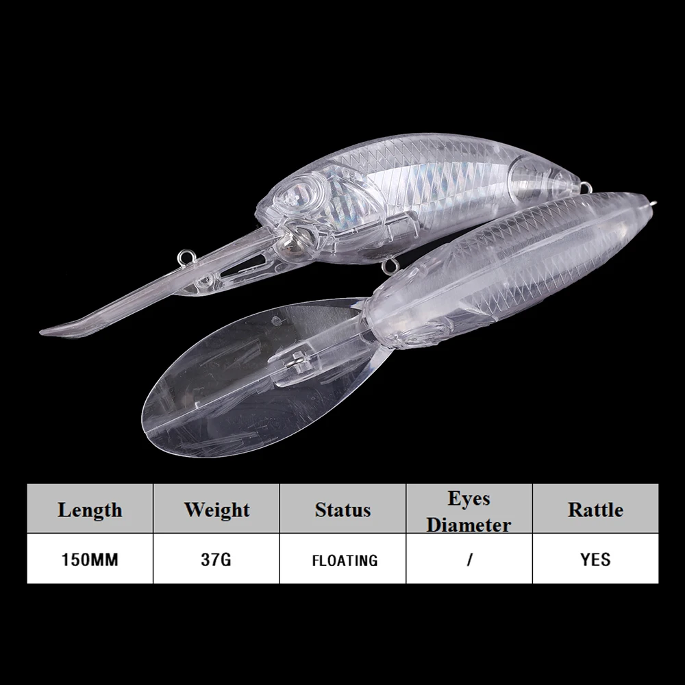 Chan'sHuang, 10 Uds., sonajero de cebo en blanco sin pintar, hoja de aluminio de Crankbait para buzo profundo en el interior, señuelo de pesca Artificial hecho a mano DIY - imagen 2