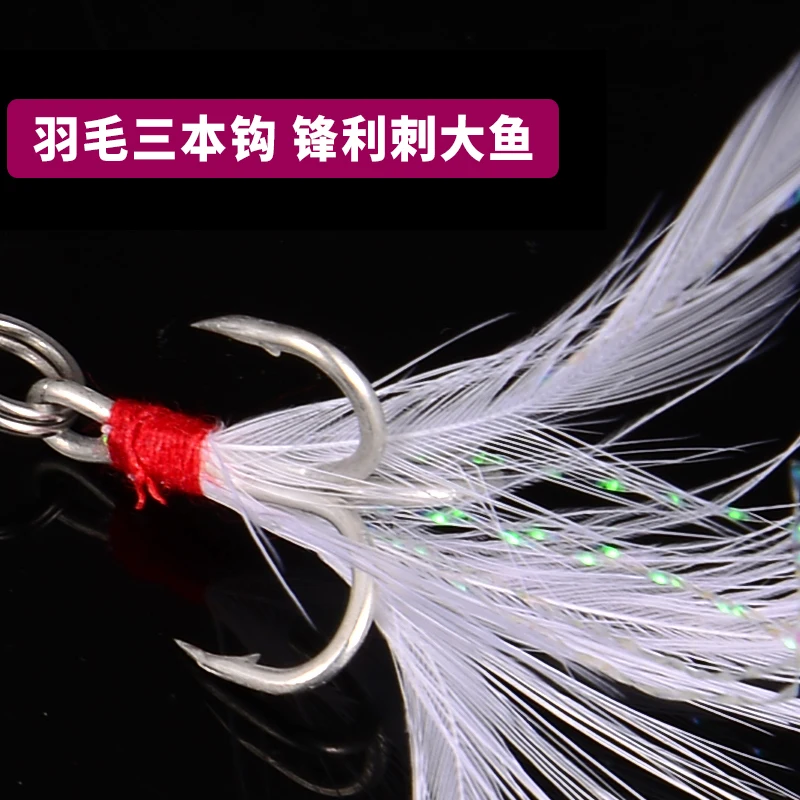 Equipo de pesca PD, placa de hierro, juego de cebo de corredor de carretera, ganchos dobles, lentejuelas de Pesca de Mar de fundición larga, vib flotante hacia abajo, Warbler de pesca - imagen 5