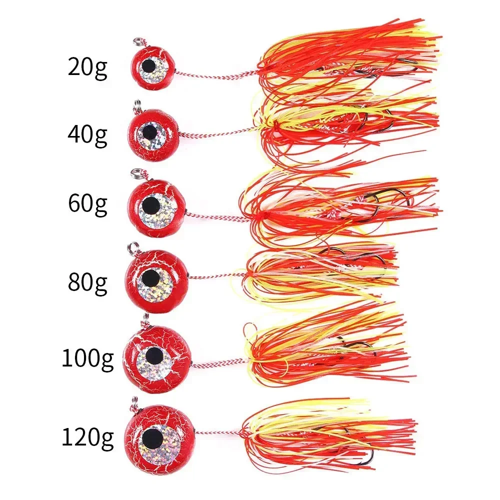 20-120g 1 Uds tenya Kabura Pesca deslizador pargo/cabeza de plantilla de orada marina con falda de goma señuelo de jigging cebo Artificial luminoso - imagen 3