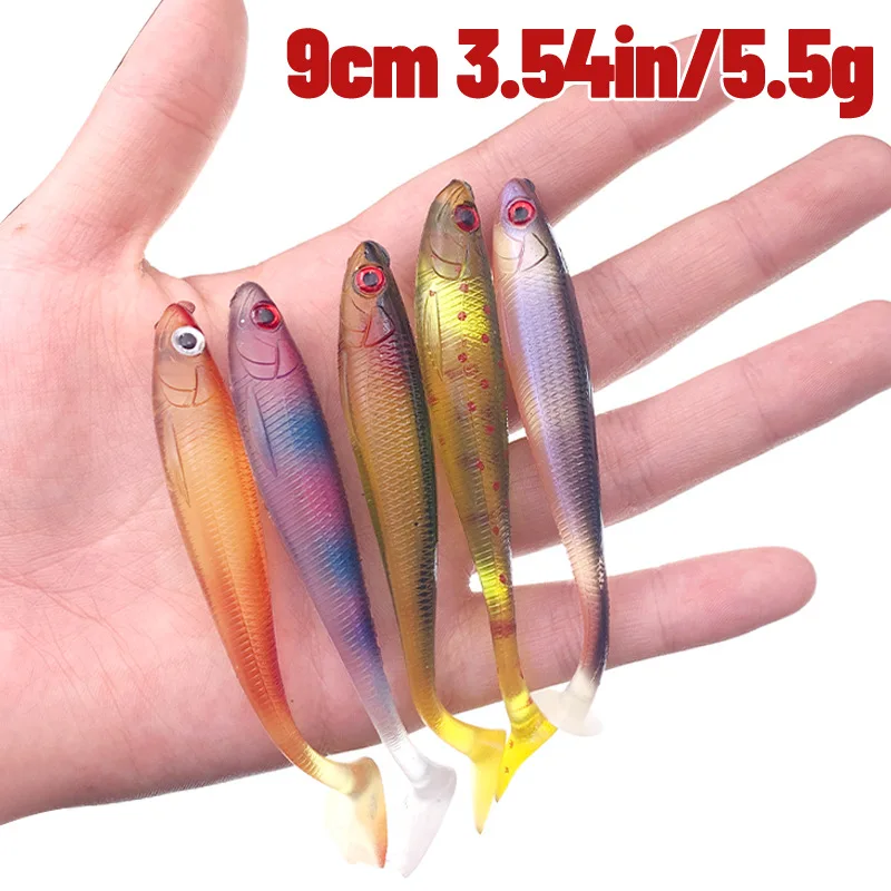 Juego de 7 Uds. De Señuelos blandos de 95mm y 5,5g, Pesca Swimbait, señuelo de Pesca, aparejos de Pesca Crankbait, señuelos, Pesca de carpa - imagen 2