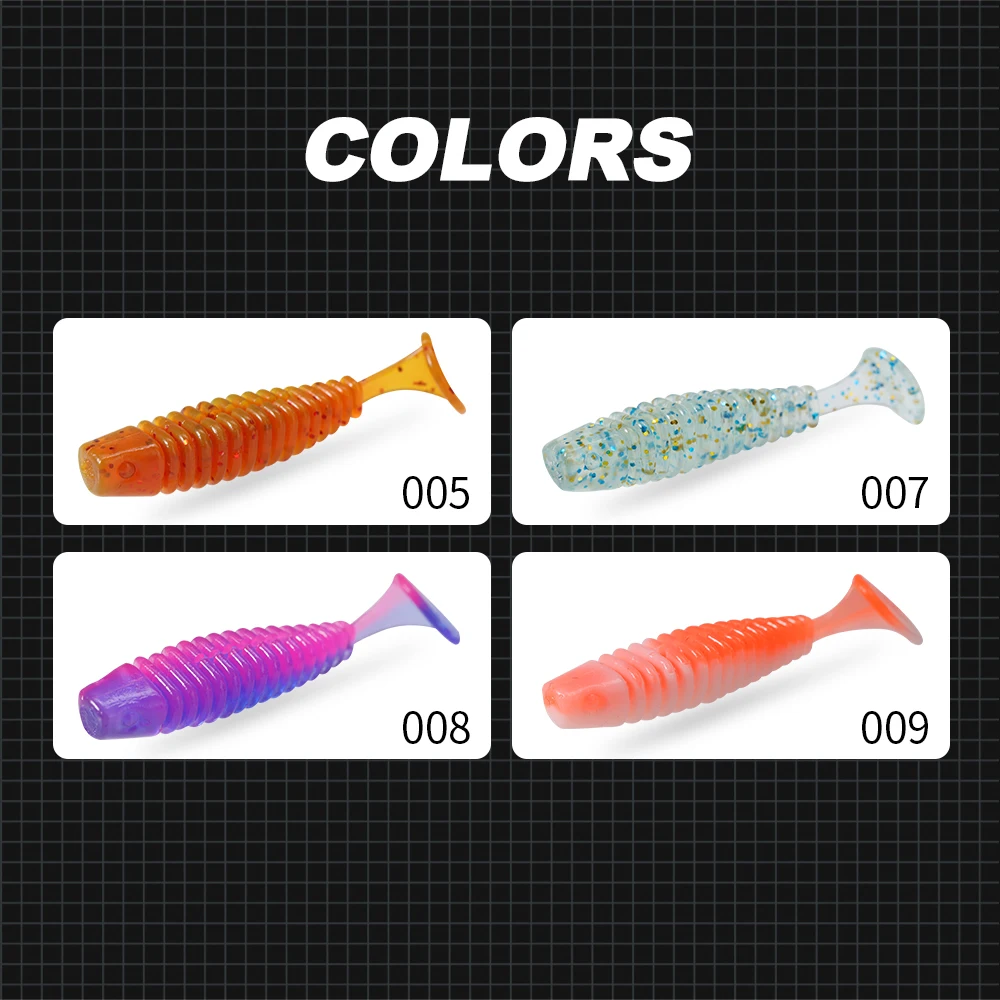 Hunthouse-señuelo de pesca suave con cola en T, 37mm, 0,6g, 30 unids/bolsa, cebos de plástico, gusano suave de goma Artificial para lubina, aparejos de pesca de silicona - imagen 5