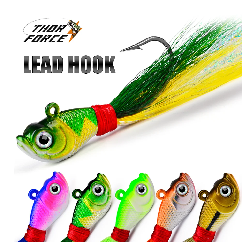 THORFORCE-Cebo duro de Metal, placa de hierro pequeña sumergida de tiro largo, VIB con gancho de pluma, este gancho chaotiano para el pelo