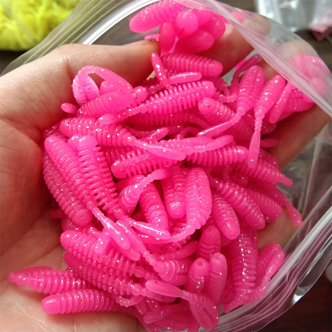 Señuelo de Pesca suave de gusano, 100 piezas, Ajing, 3,5 cm, 0,28g, aditivo, cebo Artificial de silicona, aparejos de Pesca de carpa - imagen 5