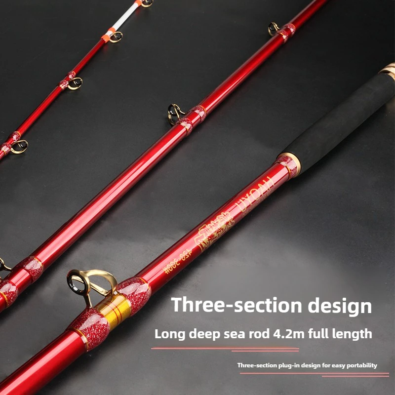 HAOYU Caña de jigging de aguas profundas 4,2 M 300 #   Fuji Parts pesca envío barco caña océano aguas profundas caña de pescar - imagen 4