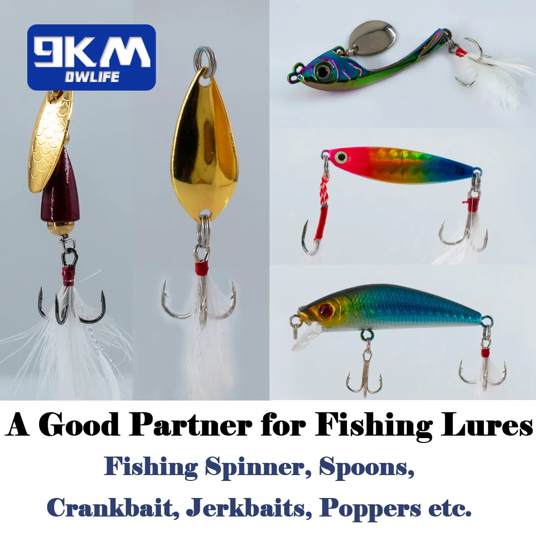 Anzuelos triples de plumas de 9KM, 15-60 Uds., anzuelo triple vestido, anzuelo de repuesto para señuelo de pesca, cuchara giratoria, Crankbait - imagen 4