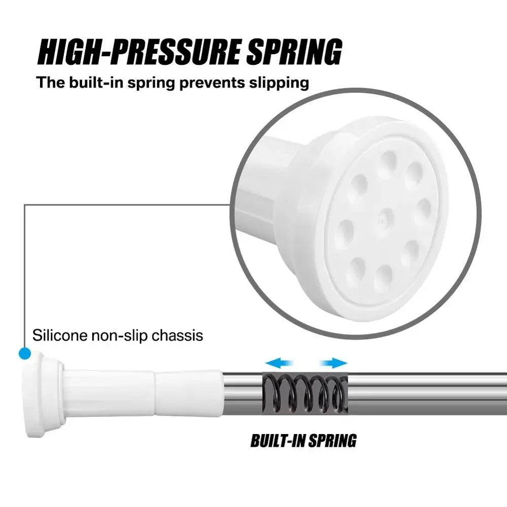 Poste de cortina de ducha ajustable, poste de cortina telescópico, poste de cortina extensible, barra de cortina de ducha sin taladro - imagen 4