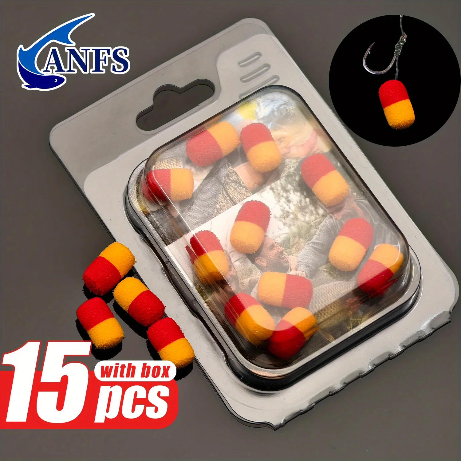 ANFS-cebo Artificial para carpa, cuentas de pesca flotantes de doble Color para carpa, regalo italiano para pescador de carpa, 15 Uds.