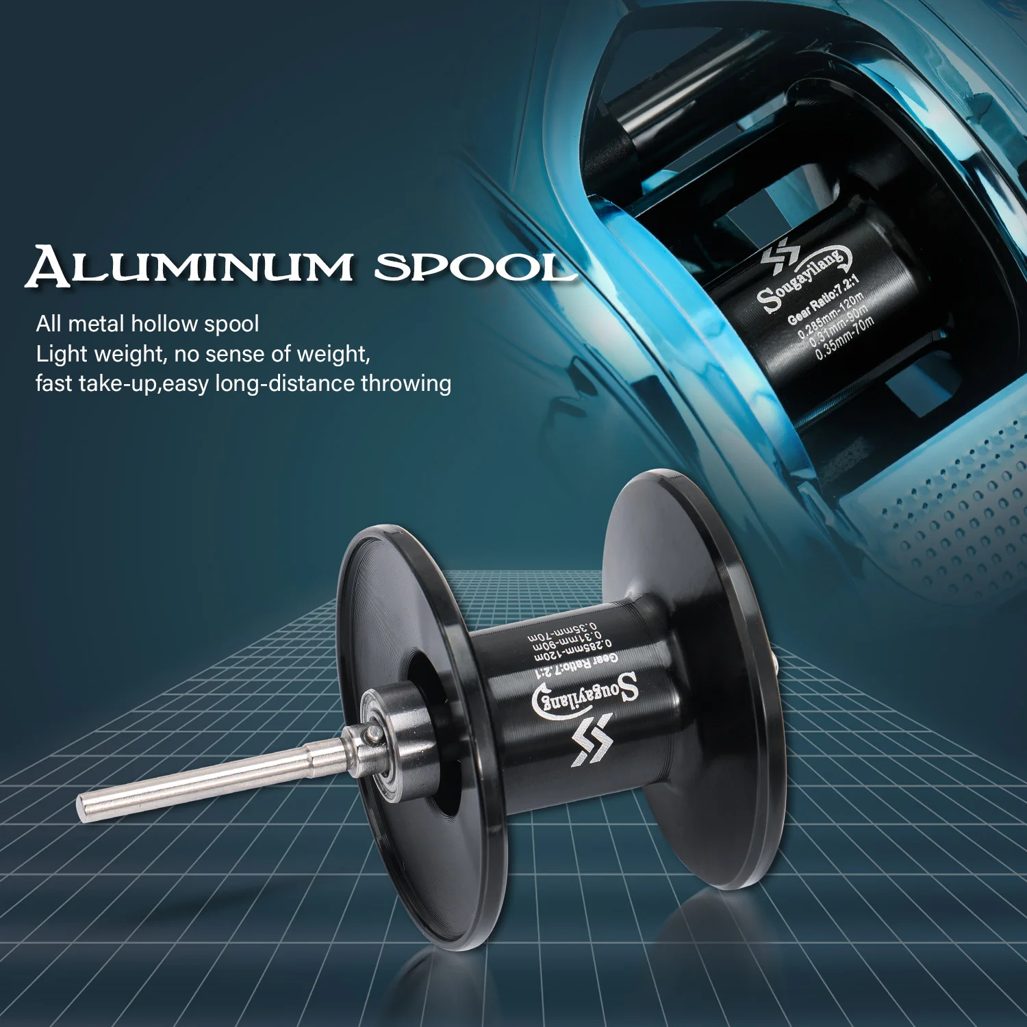 Sougayilang-carrete de pesca de la Serie UV, accesorio profesional ultraligero con Ratio de engranaje 7.2.1, rueda de Baitcasting para carpas - imagen 5