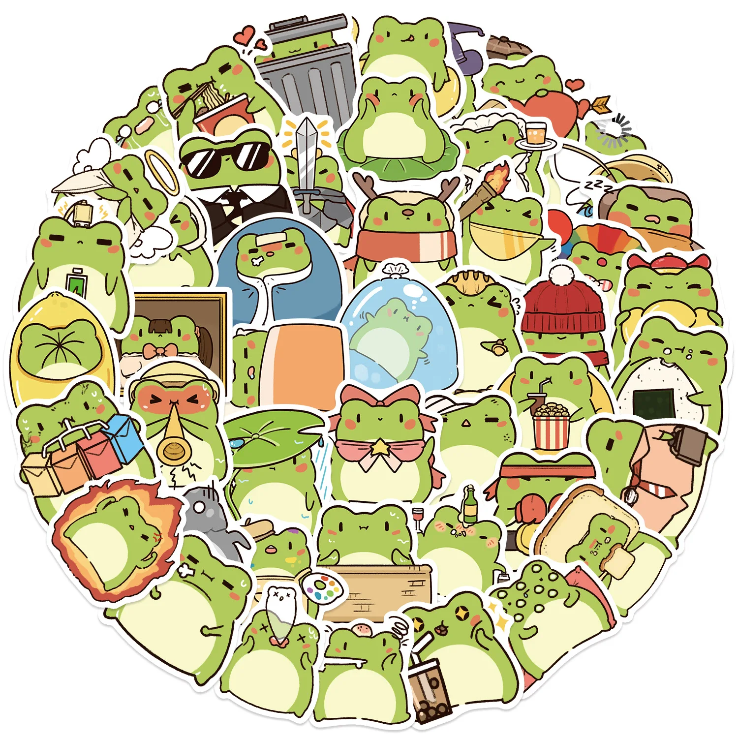 50 Uds. De pegatinas bonitas de animales de rana, bricolaje, teléfono, guitarra, portátil, maleta, botella de agua, pegatinas impermeables, juguetes - imagen 2