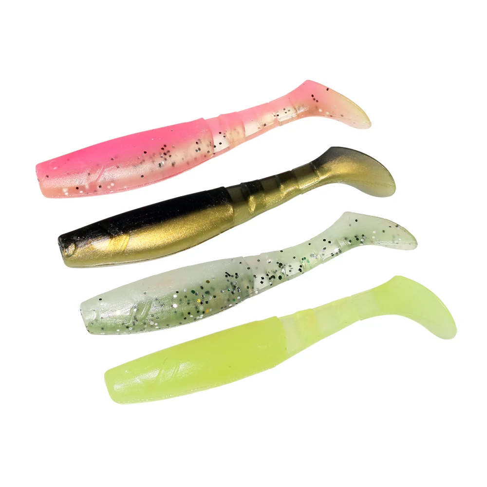 ILURE-señuelo de pesca Artificial de cola en T, cebo blando de silicona de varias secciones, 10 piezas, 6cm, 1,6G, para carpa, lubina, trucha, aparejos de pesca - imagen 4