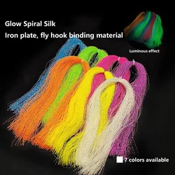 Línea de cebo de seda colorida en espiral brillante, Material de atado de moscas de color noctilucente, accesorios de pesca duraderos y convenientes, 200 unidades por lote