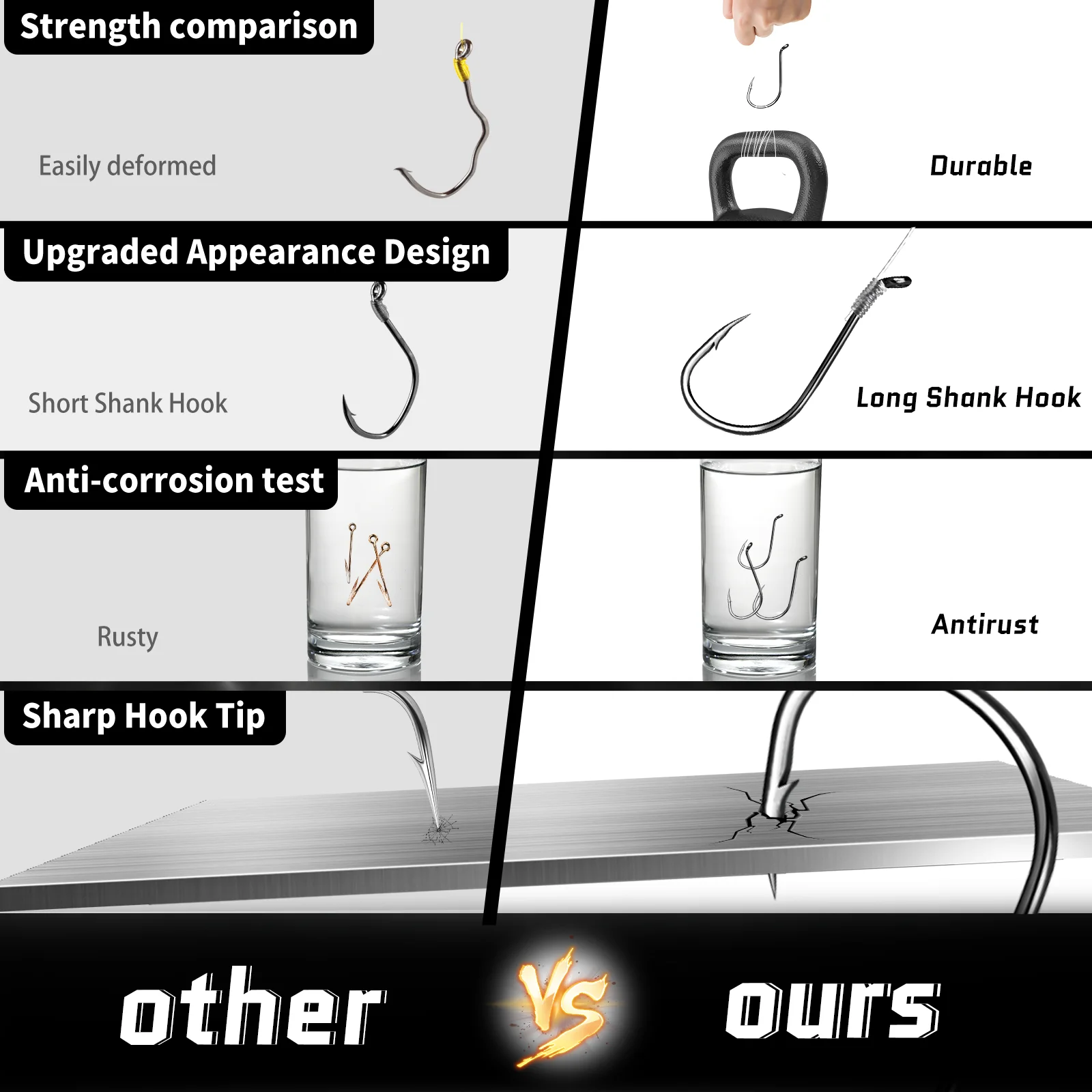 Anzuelo de pulpo negro, fuerte compensación, resistente, pesca en agua salada, 50 ~ 100 Uds. A granel - imagen 5