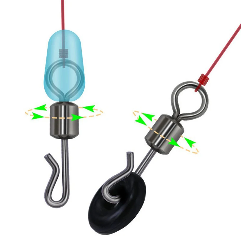 50 Uds. Conector de pesca giratorio de rodamiento en forma de Q giratorios de cambio rápido para accesorios de aparejos terminales de pesca de carpa