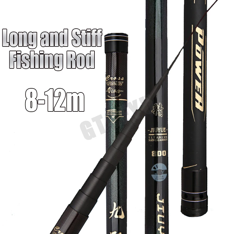 Caña de pescar telescópica de carbono, 8m, 9m, 10m, 11m, 12m, 10kg, caña de tiro superdura de larga distancia, alta calidad - imagen 2