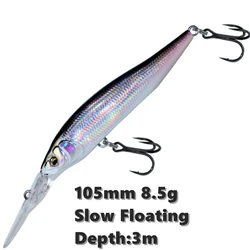Jerkbait flotante lento con sonajero para pesca en roca
