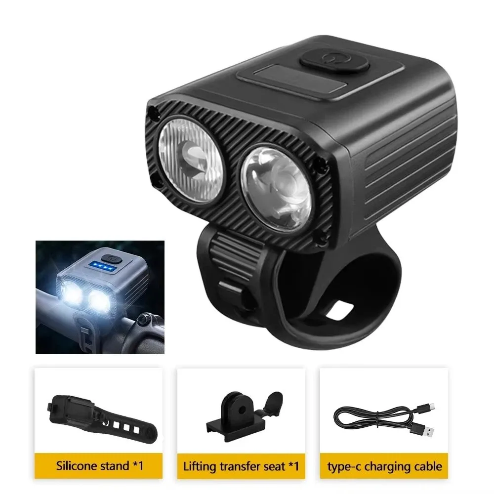Lámpara frontal para bicicleta – 5 modos de luz LED recargable USB-C impermeable - imagen 3