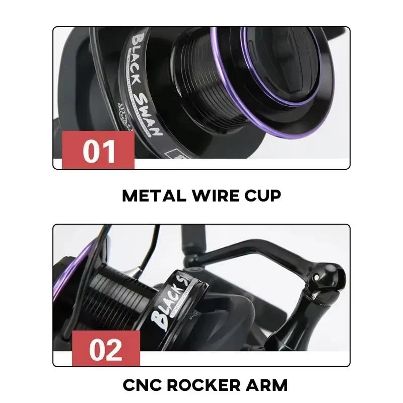 Carrete de pesca ultraligero serie 6000-10000 13 + 1 BB rueda giratoria de Metal para equipo de pesca con caña en hielo de fundición larga - imagen 5