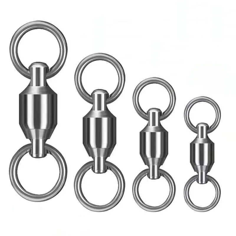 MNFT 50 Uds rodamiento de alta resistencia conector de pesca giratorio bola de acero inoxidable barril giratorio anillo sólido accesorios de aparejos - imagen 4