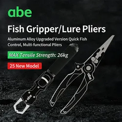 Alicates de pesca con escala ABE de 26KG, pinza de pescado multifuncional de aleación de aluminio para micro/servicio pesado, cortador de línea de PE eliminador de anzuelos