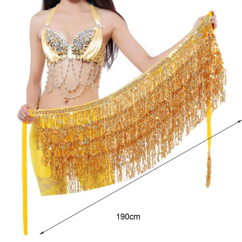 Pañuelo de cadera con lentejuelas y borlas para danza del vientre - imagen 3