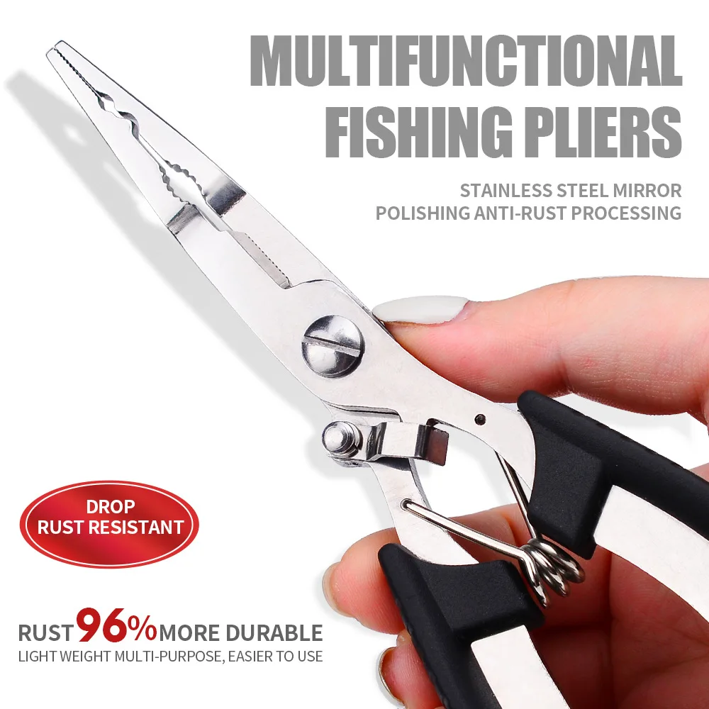 Alicates para pescado, sedal de pesca de corte multifuncional, ergonómico, antideslizante, de alta resistencia, negro, alicates para anzuelo atado, equipo de pesca - imagen 3