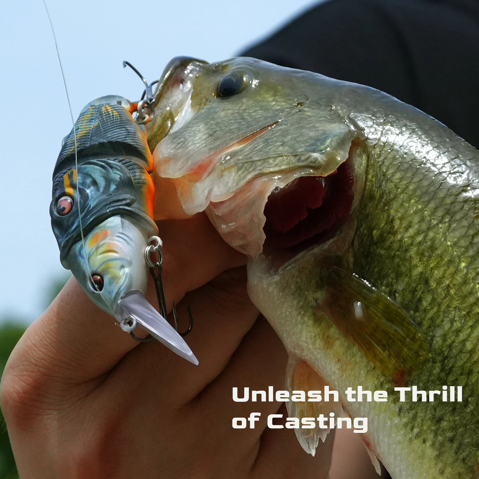 HANDING 3Pcs M1 Swimbait articulado, señuelo de pesca con cuerpo de 3 segmentos, aparejos MUSTAD, anzuelos triples, 15g/24g/37g, señuelo de pesca de labio ancho - imagen 4