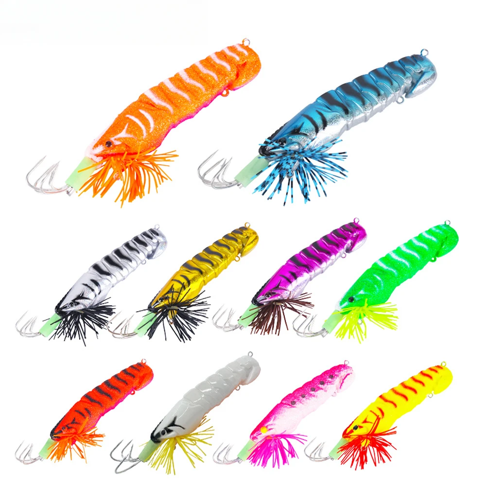 3.5 #   Cebo de calamar y camarón de madera japonés, anzuelo de calamar de 12cm y 21g, cebo de pulpo de silicona de simulación realista, aparejos de pesca con sonido - imagen 2