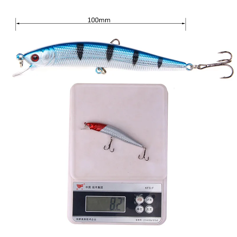 10 Uds 10cm 8g Minnow cebo duro Señuelos de Pesca Wobbler cebos artificiales Swimbait plástico Crankbait ojos 3D señuelo aparejos de pesca - imagen 4