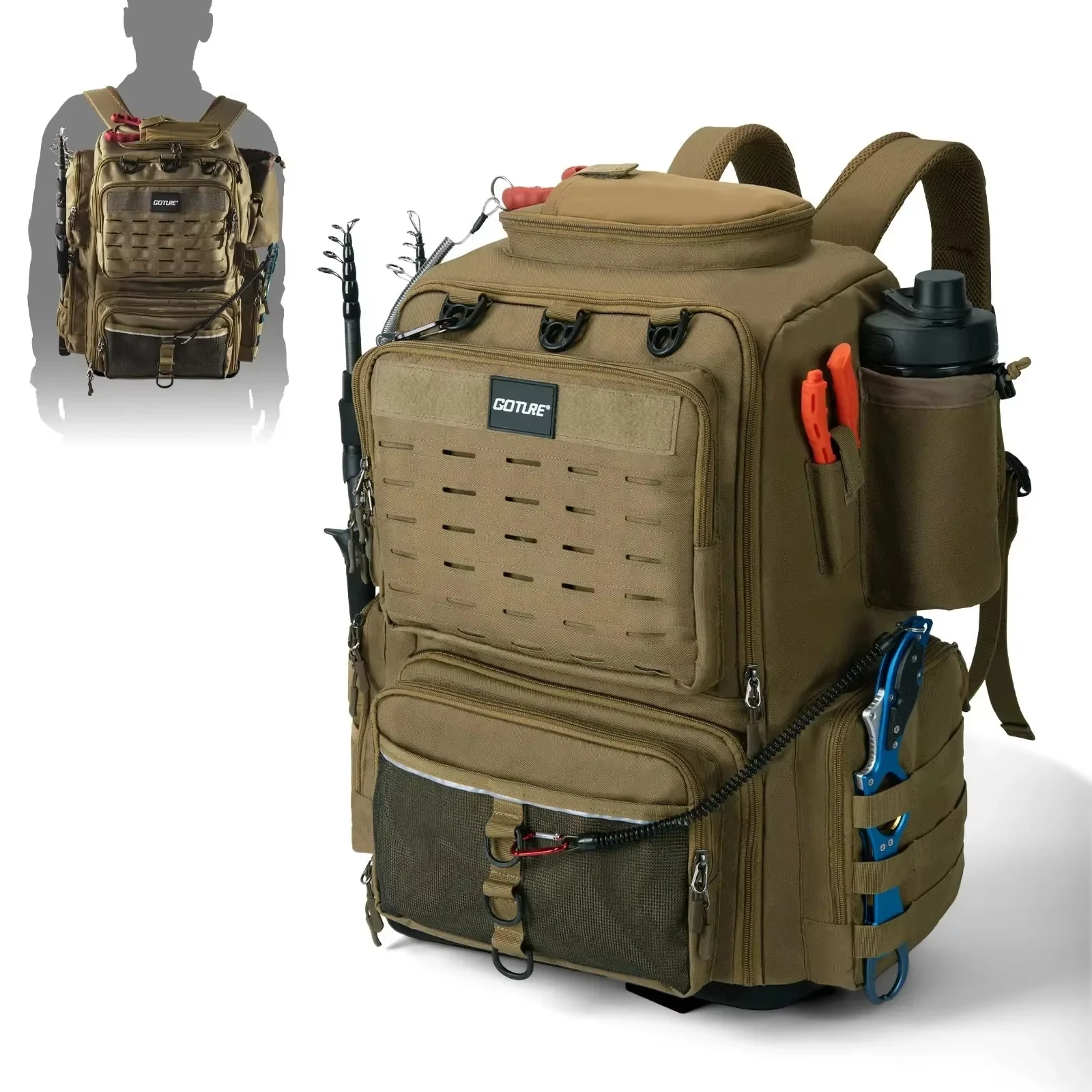 Mochila impermeable de pesca Goture – Gran capacidad doble hombro - imagen 2