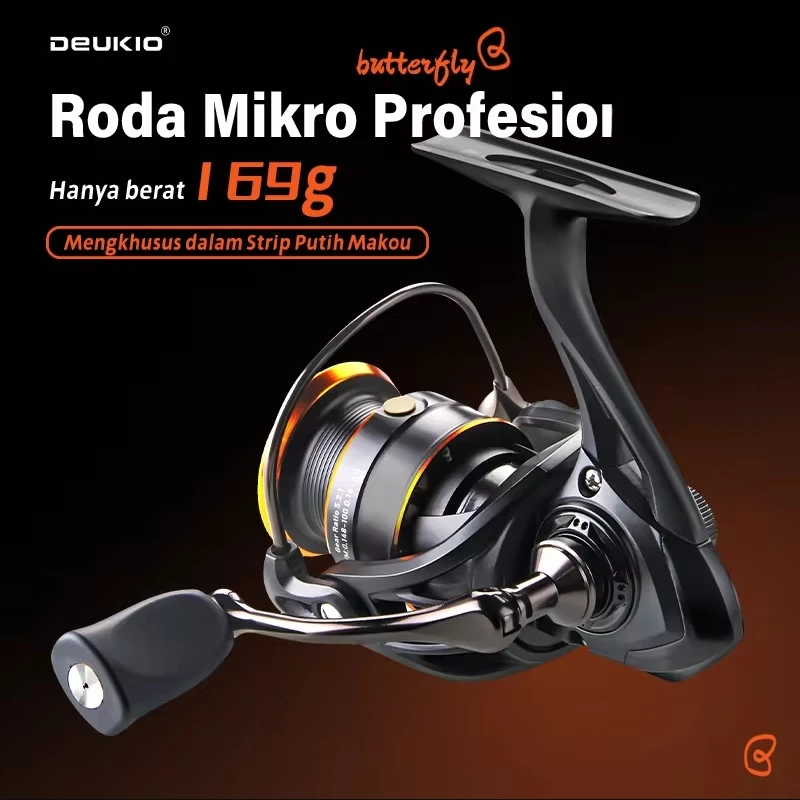 Carrete giratorio mini DEUKIO – Ligero para agua salada y dulce