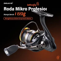 Carrete giratorio mini DEUKIO – Ligero para agua salada y dulce