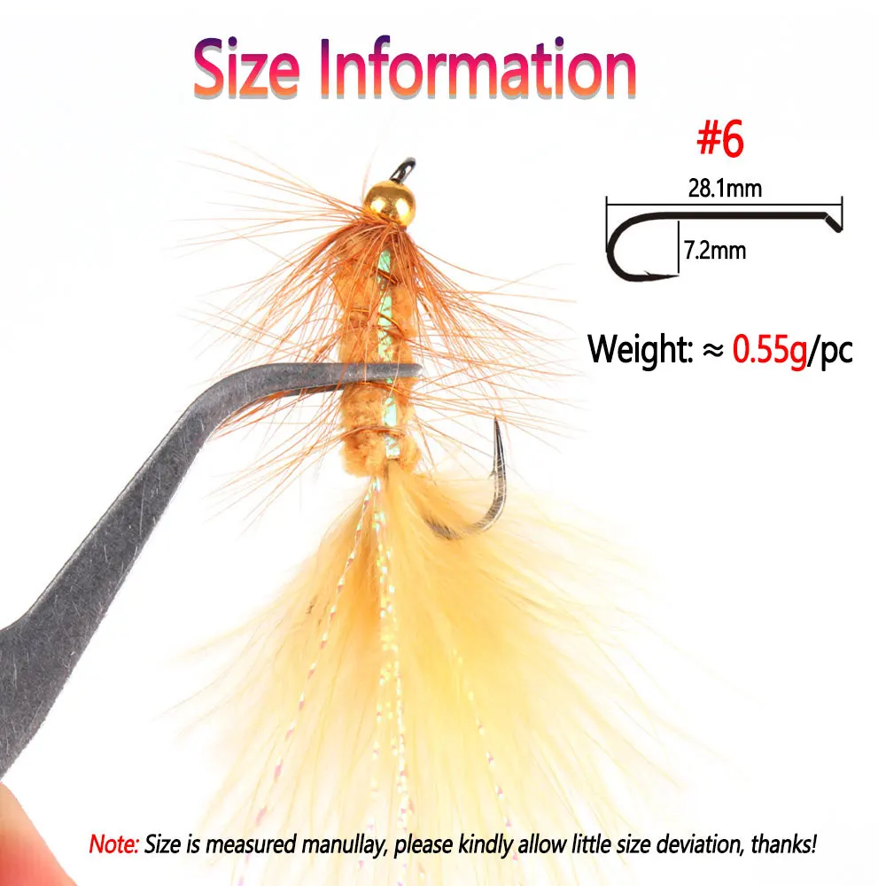 Bimoo-señuelos de pesca de trucha, cabeza de cuentas de latón #6, plomada de hundimiento rápido, cola de marabú, Streamer Fly Steelhead, 5 uds. - imagen 3