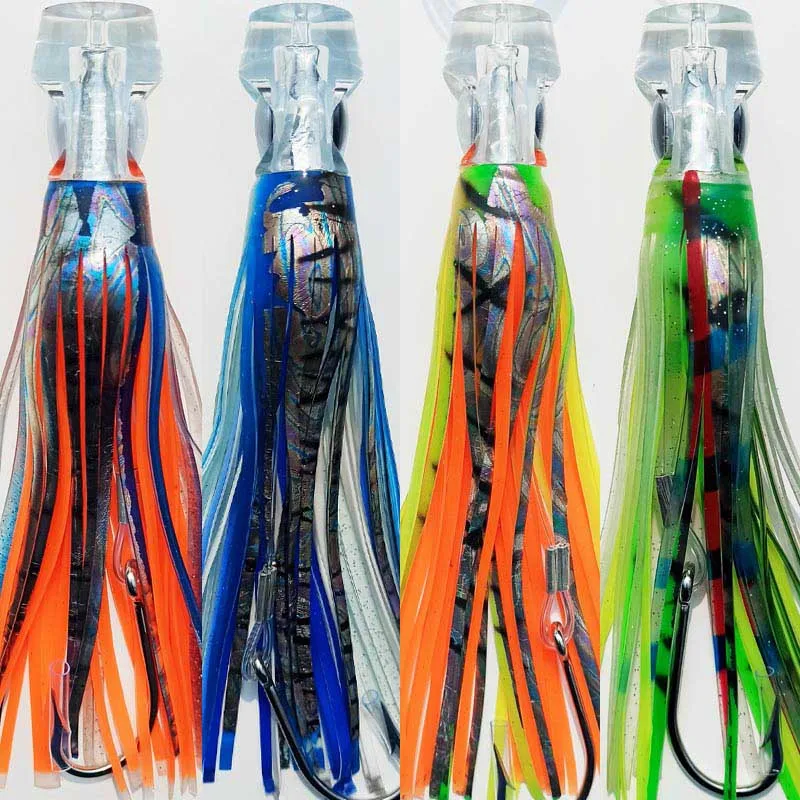 Cebo duro para Pesca de arrastre, anzuelo de pulpo, falda de calamar, 15,5 cm/22,5 cm, 1 unidad