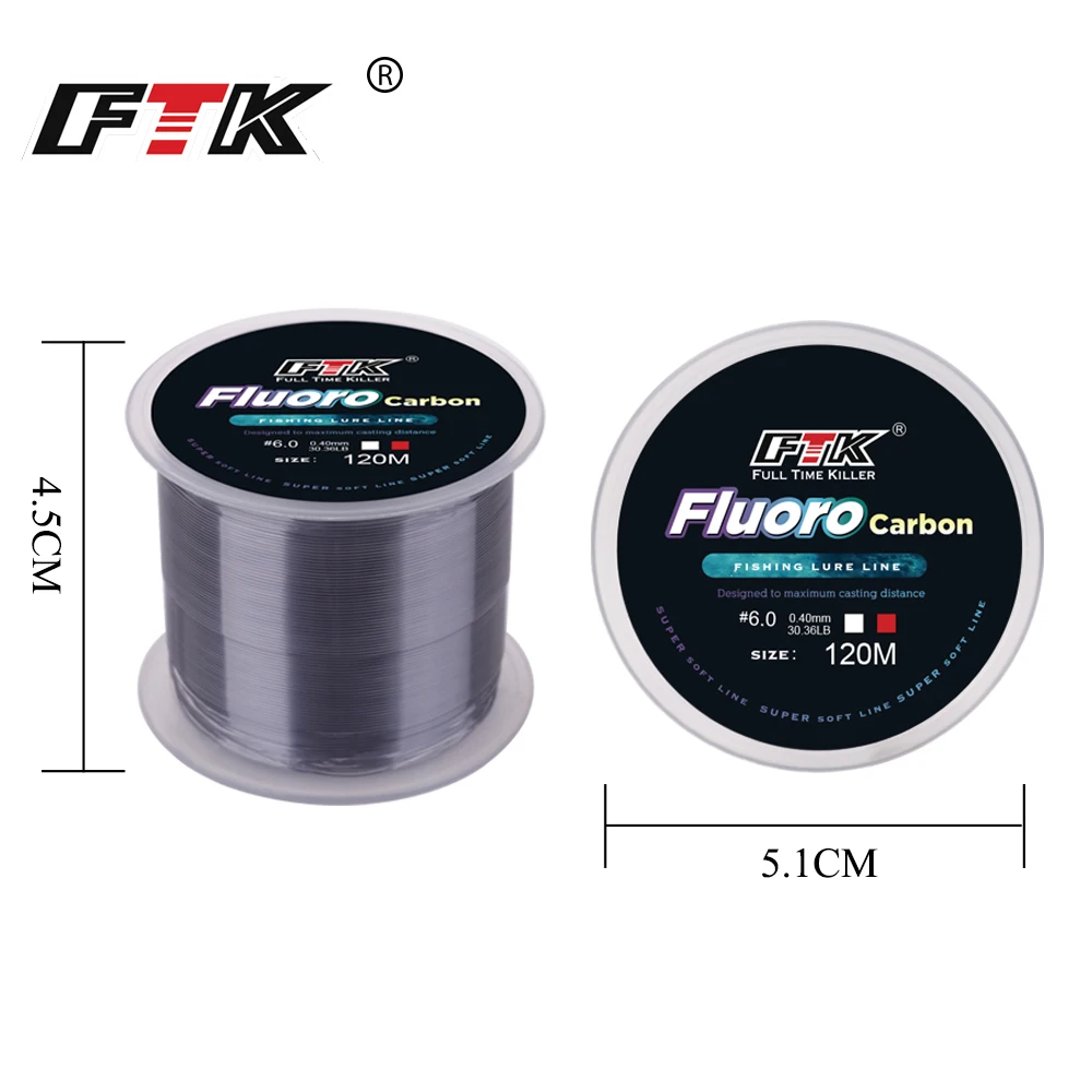Línea de pesca con revestimiento de fluorocarbono, 120M, 0,20mm-0,60mm, 7,15 LB-45lb, línea líder de fibra de carbono, línea de hundimiento de alambre de señuelo de pesca, Japón - imagen 4
