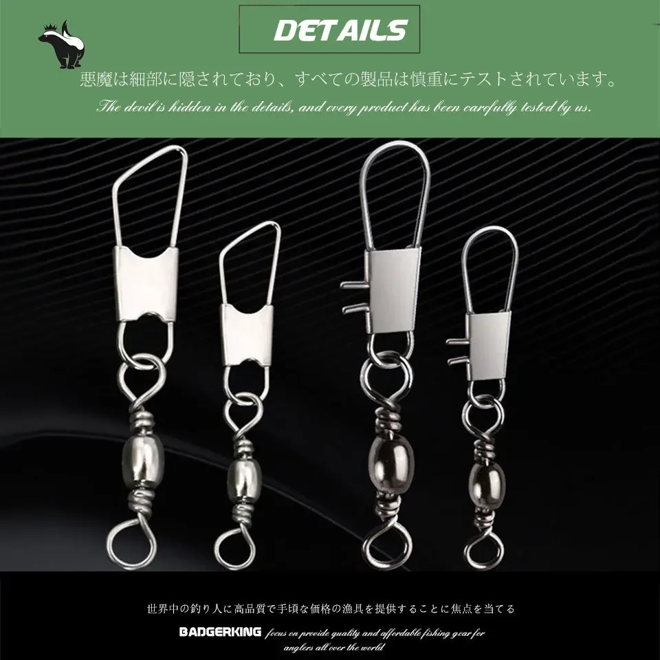 Juego de accesorios de aparejos de pesca giratorios a presión de barril de acero inoxidable para carpa, pesca en el mar, 24-36 piezas, lote - imagen 4