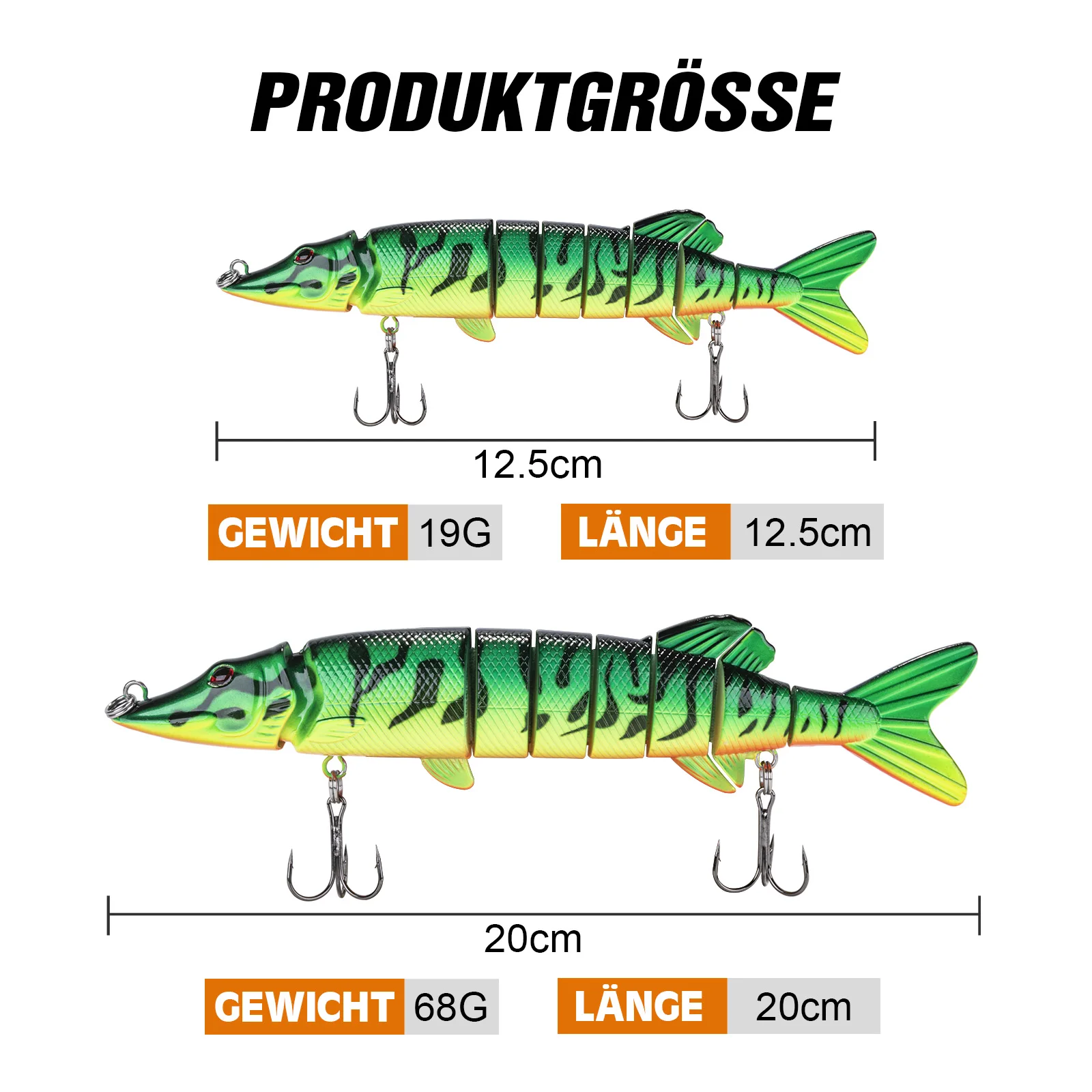 Goture-señuelo de pesca multiarticulado, realista, tamaño grande, Swimbait, 12,5 cm, 20cm, 19g, 60g, cebos duros, aparejos Wobbler, Crankbait que se hunde - imagen 2