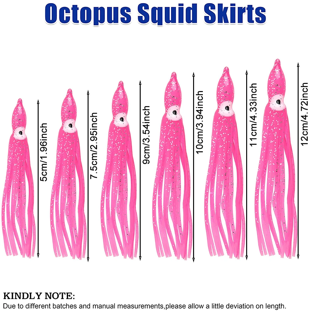 Señuelos de Pesca de pulpo, faldas de calamar, señuelos de plástico suave, cebo de arrastre para agua salada, aparejos de cebo de Jigging Artificial de silicona - imagen 2