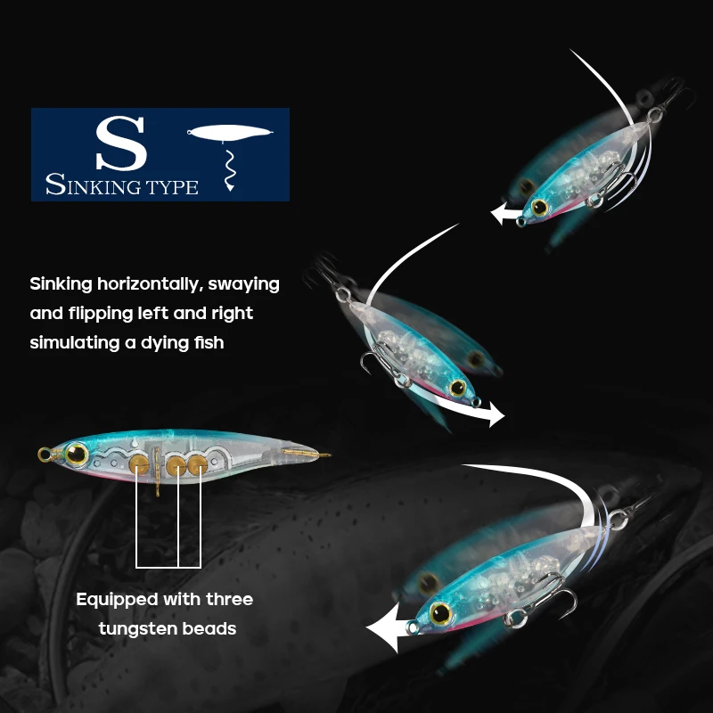 LETOYO 2,9g/4,2g señuelo tipo lápiz que se hunde Mini trémor Horizontal que se hunde cebos duros capa de natación completa señuelos de trucha - imagen 4