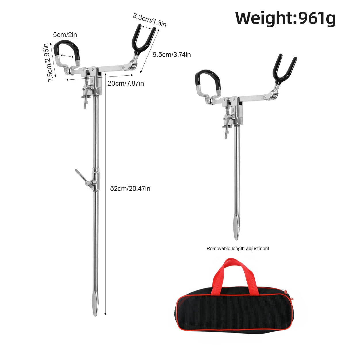 Nuevo soporte para caña de pescar, soporte de pesca de roca de mar plegable de ángulo ajustable de dos secciones de acero inoxidable sólido - imagen 3