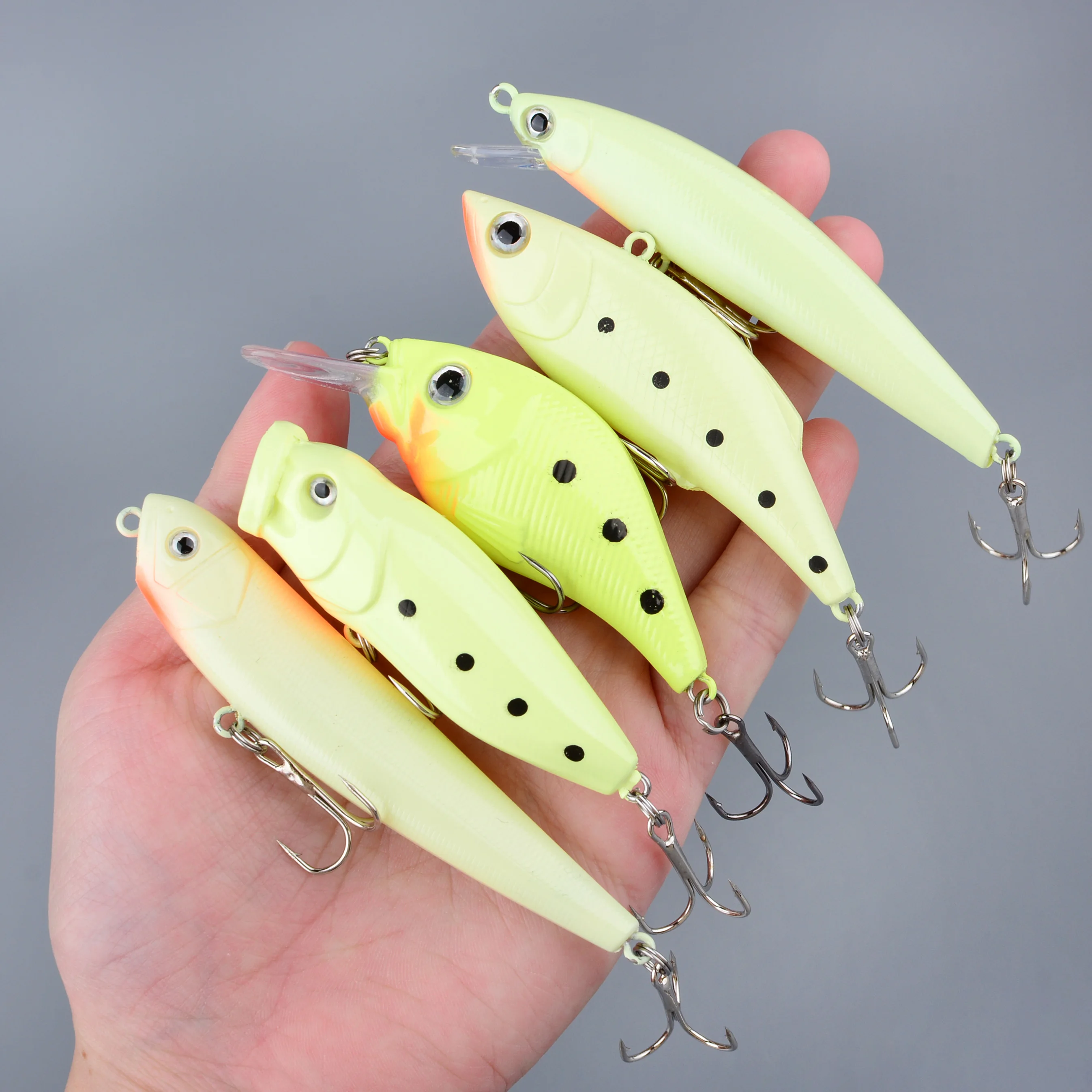 5 uds. Cebos de pesca nocturnos luminosos, señuelo pececillo, pesca, Crankbaits duros artificiales, Lucio, carpa, señuelos de pesca brillantes